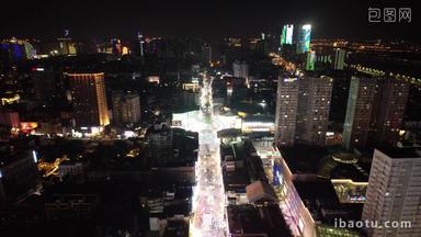 长沙五一大道黄兴路步行街夜景航拍